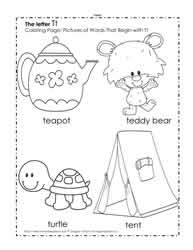 The Letter T Coloring Pictures